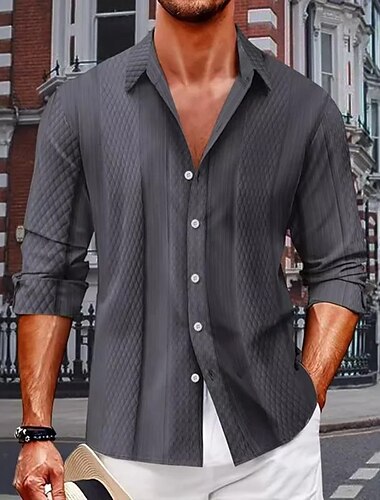  Voor heren Geometrisch Raster / Plaid Overhemd Overhemd met knopen Casual overhemd Lange mouw Mode-casual Vakantie Dagelijks Streetwear Zomer Lente Strijkijzer 3D-afdrukken shirts met kraag blauw