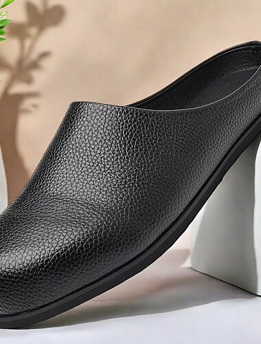  Mocassins mules kaki sans dossier pour homme – chaussures minimalistes et confortables à enfiler avec similicuir doux pour se détendre à l'intérieur, faire des courses décontractées et se détendre en été