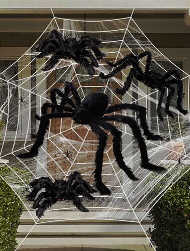  ハロウィーンのクモの巣とクモのセット、リアルな大きなクモの装飾、お化け屋敷、バー、脱出部屋の小道具、不気味なパーティーの雰囲気の装飾