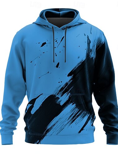  Herren Farbblock Kapuzenshirts Pullover Oberbekleidung Sweatshirt mit Kapuze Rundhalsausschnitt Cool 3D-Druck Club Streetwear Weiß Gelb Kordelzug Rein Herbst Winter Designer