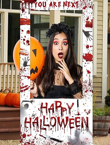  Halloween fotófülke kellékek, ijesztő és szórakoztató minták, szellemek, tökök, boszorkányok, denevérek és még sok más, tökéletes bulikra, rendezvényekre és ünnepségekre