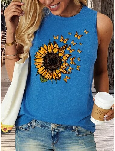  Damen Tank Top Grafik Tiermotiv Vintage Tropisch Stilvoll Ärmellos Rundhalsausschnitt Normale Oberteile Täglich Druck Weiß Wein Marineblau Dunkelgray Sommer Frühling