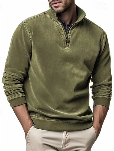  Pánské Mikina Čtvrtletní mikina na zip Černá Námořnická modř Oranžová Trávová zelená Kávová Poloviční zip Bez vzoru Sporty a outdoor Denní Dovolená Polyester Šik ven Základní Na běžné nošení Jaro