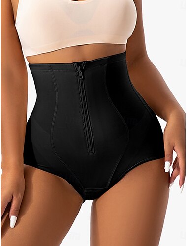  Damen Shapewear Formwäsche Kurz Hohe Taille Einfach Elastischer Bund Weich Bequem Dehnbar Yoga Hautfarbe Dunkel Braun Schwarz Sommer Frühling Normale Passform