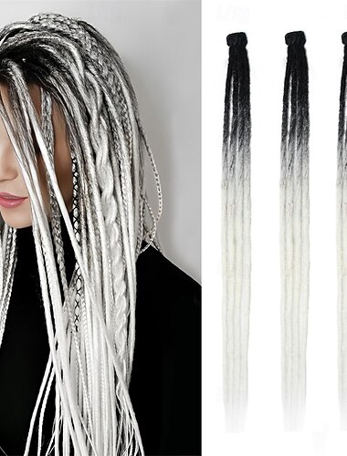  extensões de dreadlock com clipes, dreads ombre de 24 polegadas feitos à mão, extensões de crochê loc de 3 peças