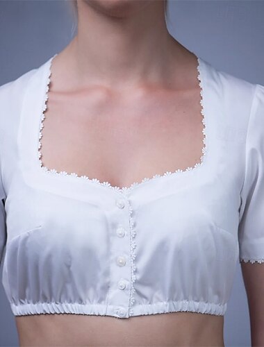  Carnaval Oktoberfest bier Kostuum Dirndl-blouse hulp in de huishouding Bavarian Duits Weiden Dames Carnaval Bierfestival Doek in traditionele stijl Blouse