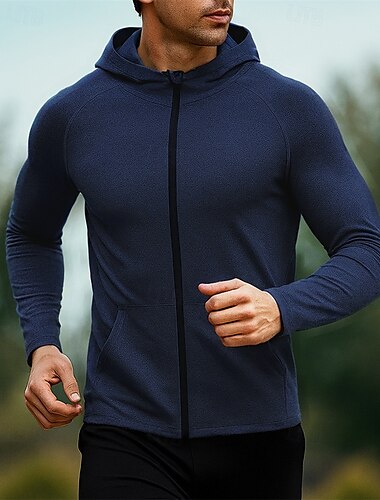  Homme Veste de course Veste d'extérieur Fermeture intégrale manche longue Vêtements d'extérieur Athlétique Respirant Séchage Rapide Léger Tennis Le golf Course Tenue de sport Tenues de Sport Couleur