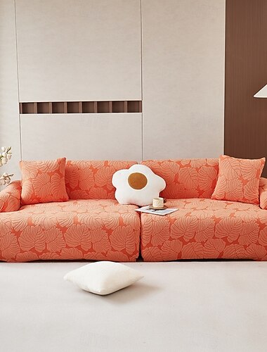  elastischer Sofabezug aus Sherpa-Fleece mit Blattdesign – gemütlicher und stilvoller Möbelschutz für 1-/2-/3-/4-Sitzer-Sofas