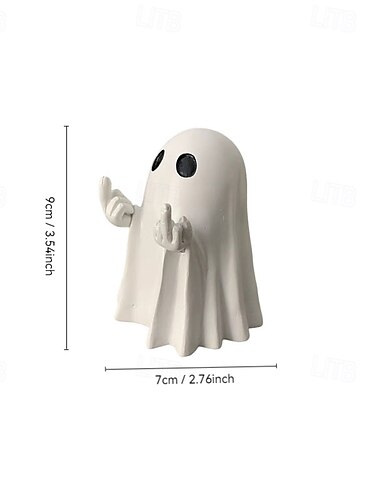  lustiges Mittelfinger-Geist-Halloween-Dekor, süße Geisterfigur aus Kunstharz mit Herz-Handzeichen, gruseliges Tischornament für die Party-Ausstellung zu Hause