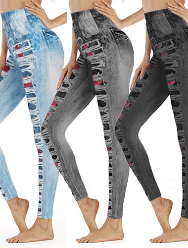  Per donna Pantaloni Eleganti Leggings Streetwear Casual Lunghezza intera Naturale Fiore Elastico in vita Stampato Comodo All'aperto Confortevole Vacanza Uscire Grigio Nero Blu Autunno Vestibilit