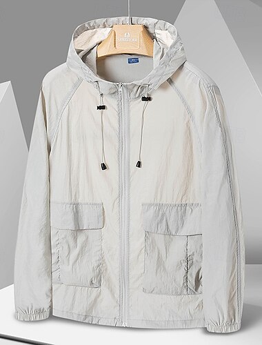  Herren Damen Unisex Laufjacke Outdoorjacke Cargo-Jacke Tasche Vollreißverschluss Langarm Oberbekleidung Sportlich Sonnenschutz Atmungsaktiv Schnelltrocknend Leicht Tennis Golfspiel Laufen