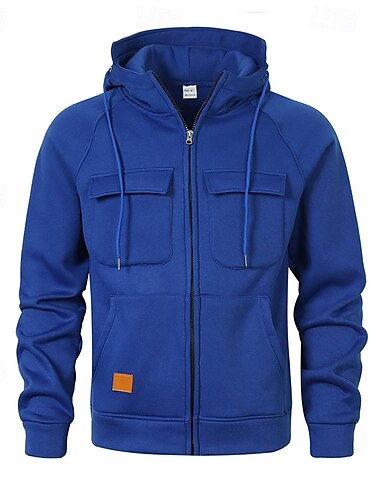 Herren Reißverschluss Kapuzensweatshirt Kapuzensweatshirt Schwarz Wein Armeegrün Marineblau Blau Mit Kapuze Einfach Reißverschluss Tasche Sport & Outdoor Lässig Täglich Streetwear Cool Sportbekleidung