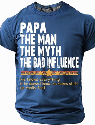  Per uomo Gergo divertente padre Maglietta Manica Corta maglietta Stampa 3D Girocollo Camicia Moda Quotidiano Essenziale Streetwear Casuale Quotidiano Nero Blu Verde Estate Primavera Tutte le stagioni