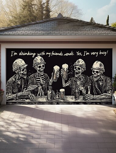  Oktoberfest 2025 Außen Garage Türabdeckungsbanner Trippy Zombies Bier Vintage Großes Hintergrunddekoration für Feiertags Außen Garage Tür Heim Wanddekorationen