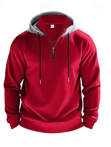  Herren Kapuzensweatshirt Pullover Kapuzensweatshirt Fleece Kapuzensweatshirt Aprikose Weinrot Schwarz Weiß Rote Mit Kapuze Farbblock Reißverschluss Farbblock Viertel Postleitzahl Sport & Outdoor