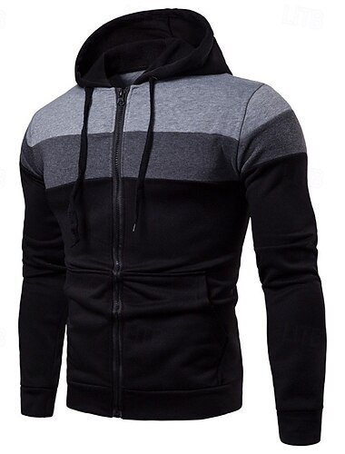  Per uomo Felpa con cappuccio Felpa con cappuccio a zip intera Nero Giallo Rosso Blu Grigio scuro Con Cappuccio Blocco di colori Patchwork Sport & Outdoor Quotidiano Ferie Poliestere Streetwear