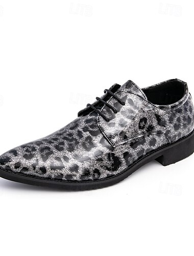  rote Herrenschuhe mit Leopardenmuster – trendige Schnürschuhe für modebewusste Herren, geeignet für Partys und legere Anlässe