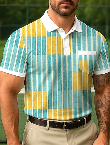  Miesten Väripalikka Polo Lyhythihainen Lyhyt hiha Pikeepaita Liiketoiminta Rento arki Urheilu- ja treenivaatteet Rento / arki Napit Tasku Kesä Punarinnan munan sininen Keltainen
