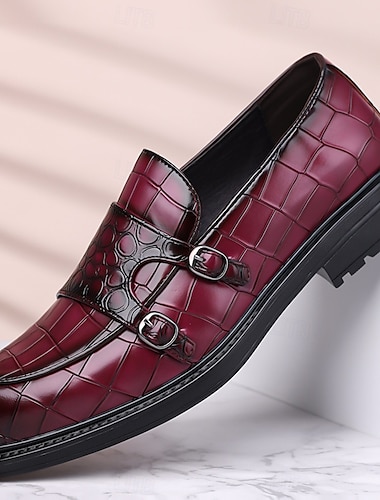  Herren Loafer & Slip On Krokodilmuster Spaziergang Geschäftlich Britisch Hochzeit PU Leder Atmungsaktiv Bequem Rutschfest Slipper Wein Braun Grün Herbst Winter