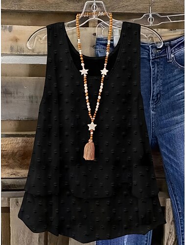  Damen Camisole-Tanktop Einfarbig Täglich Lässig Ärmellos U-Ausschnitt Normale Oberteile Täglich Patchwork Schwarz Weiß Himmelblau Purpur Sommer