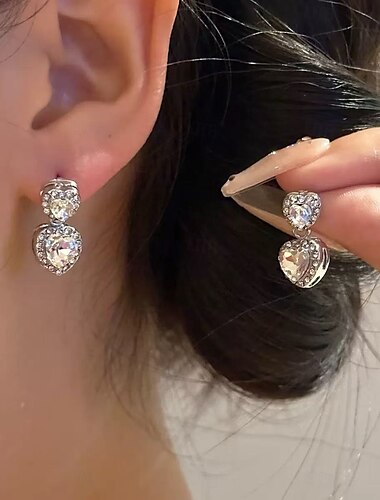  Damen Ohrstecker Geometrisch Herz Freude Tropisch Stilvoll Luxus Ohrringe Schmuck Silber Für Party