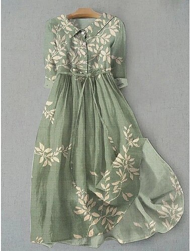  Damen Midikleid Shiftkleid Lässig Täglich Normale Passform Blumen Grafik Halbarm Revers Blau Grün Dunkelblau Sommer Frühling