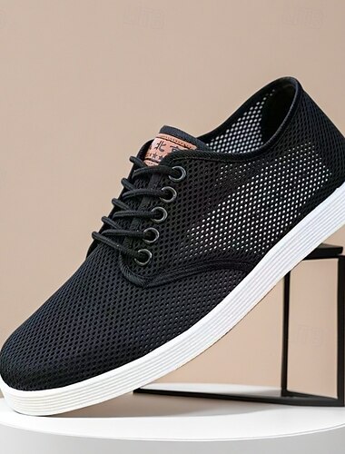  Atmungsaktive Herren-Sneaker aus grauem Mesh zum Schnüren – leichte Wanderschuhe für Sommer, Urlaub und die tägliche Freizeit