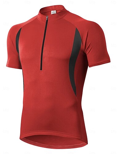  Herren Radtrikot Kurzarm Fahhrad Trikot Oberteil mit 3 Gesäßtaschen Super dünn Waschbar Schwarz Rote Blau Spandex Sport Bekleidung