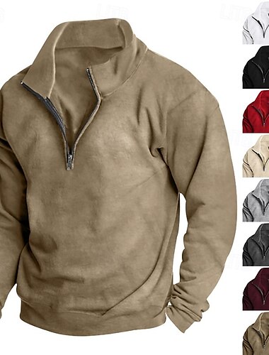  Per uomo Felpa con cappuccio e zip Felpa con zip Felpa con cappuccio in pile Aalbicocca Rosso bordeaux Nero Bianco Rosso Colletto Mao Semplice Con zip Zip a un quarto Sport & Outdoor Casuale