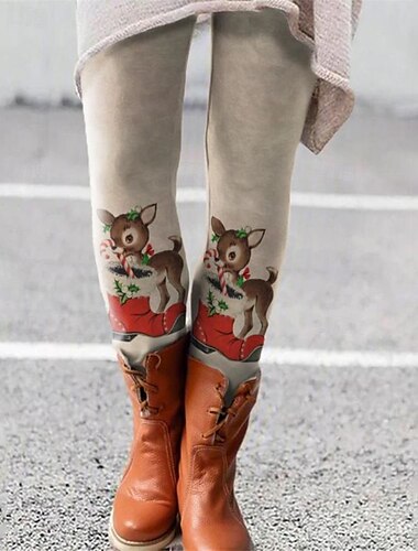  Damen Stoffhosen Leggings Streetwear Lässig Volle Länge Natürliche Taille Katze Elastischer Bund Druck Bequem Außenbereich Outdoor Ausgehen Magenta Aprikose Schwarz Hellgrau Herbst Normale Passform