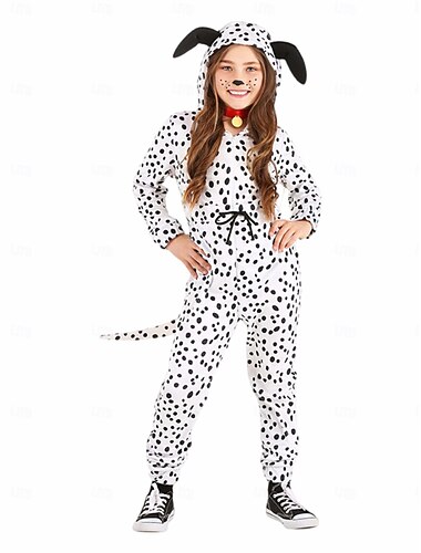  Märchen Tier Dalmatiner Kigurumi-Pyjamas Onesies Cosplay Jungen Mädchen Kinder Leistung Pädagogisches Ankleiden Verkleidung für Schulveranstaltungen Halloween Karneval Welttag des Buches Einfaches