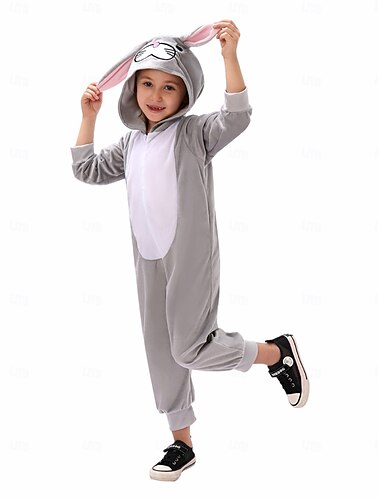  Märchen Tier Hase Kigurumi-Pyjamas Onesies Cosplay Jungen Mädchen Kinder Leistung Pädagogisches Ankleiden Verkleidung für Schulveranstaltungen Halloween Karneval Welttag des Buches Einfaches