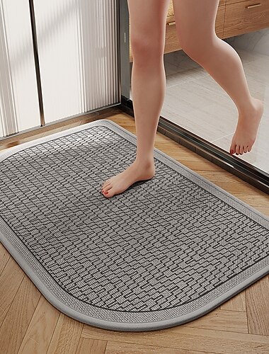  Dunne badmatten, sneldrogend, absorberend, antislip, geweven sisal badmat voor in de badkamer, badmat, geschikt voor onder de deur, geweven, wasbare vloer, rubberen halfronde badmatten