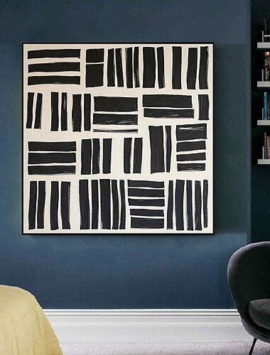  mintura handgefertigt beige &schwarze minimalistische Ölgemälde auf Leinwand, Wandkunst, Dekoration, modernes abstraktes Bild für die Inneneinrichtung, gerolltes, rahmenloses, ungedehntes Gemälde