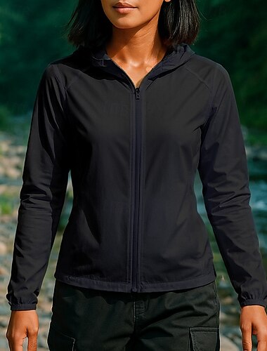  Damen Wanderjacke Regenmantel Sportjacke Außen Wasserdicht Winddicht Schnelltrocknend Leicht Wanderoutfits Wanderbekleidung Sommer Frühling Jacke Tennis Golfspiel Laufen Einfarbig Schwarz Weiß Rosa