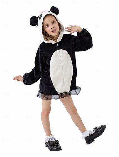  Märchen Tier Panda Kleid Kapuzensweatshirt Kigurumi-Pyjamas Cosplay Mädchen Kinder Leistung Pädagogisches Ankleiden Verkleidung für Schulveranstaltungen Halloween Karneval Welttag des Buches