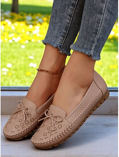  Women's Foldable Driving Moccasins – Soft Leather Loafers with Flexible Soles for Garden Relaxation, Porch Lounging and Everyday Wear