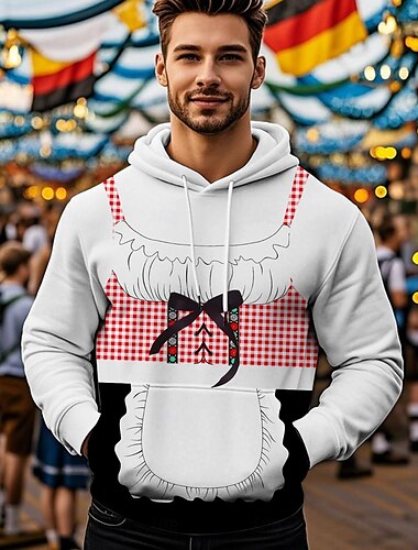 Cerveza Oktoberfest Sudadera Estampado Bolsillo delantero Gráfico Para Hombre Adulto Carnaval Cerveza Oktoberfest Impresión 3D Vacaciones Fiesta