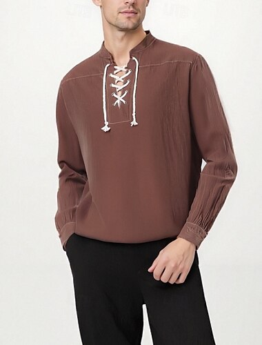  Médiéval Renaissance 17ème siècle Longueur moyenne Blouse / Chemise Costume de cosplay Ren Faire Chevalier Celtique Elfe Cordon de serrage Couleur Unie Homme Pirate Fantaisie Halloween Mascarade