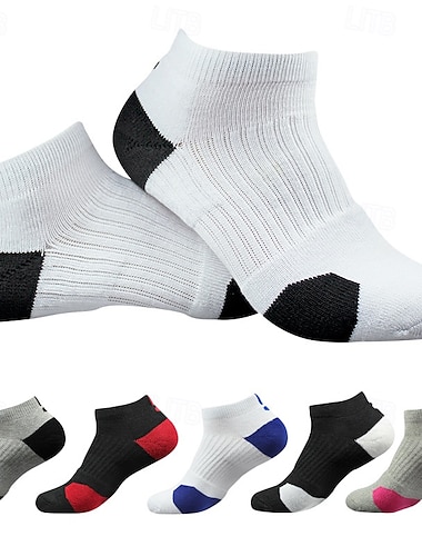  1 par de calcetines de senderismo para hombre, deportivos, transpirables, antiampollas, que absorben el sudor, acolchados, para exteriores, con parches de tobillo de algodón, negros, blancos y rosas para correr