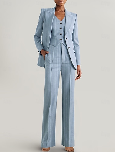  Dames 3-delige pakken Formeel Bruiloft gast Formele avonden Elegant Eenvoudig Lange mouw Tot de enkel Piek revers Enkele rij knopen