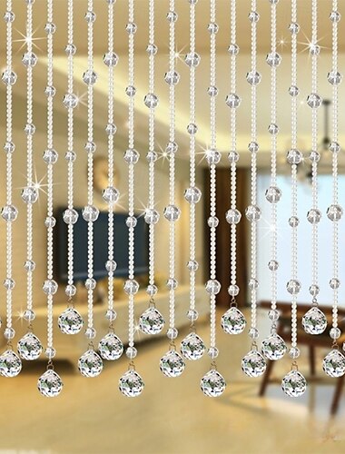  Bogenförmiger Kristallperlen Vorhang Fenster Raumtrennung Hängende Bunte Perlen Innentürdekoration Hochzeitsfeier