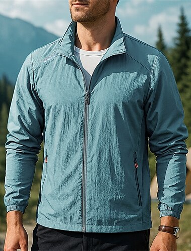  Herren Outdoorjacke Wanderjacke Sportjacke Außen Wasserdicht Winddicht Atmungsaktiv Schnelltrocknend Wanderoutfits Wanderbekleidung Frühling Herbst Jacke Tennis Golfspiel Laufen Einfarbig Dunkelgrau