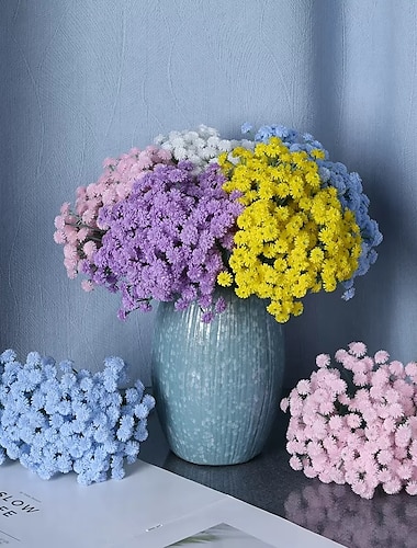  Ramo de gypsophila artificial de 5 piezas, flores de plástico falsas para boda, arreglo floral suave al tacto para la decoración de la mesa del hogar, multicolor