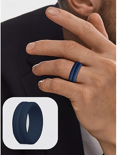  Silikon-Ehering für Herren mit Doppelrillen-Design – leichtes 8-mm-Gummiband für einen aktiven Lebensstil, Fitnessstudio-Workouts und Outdoor-Sportarten