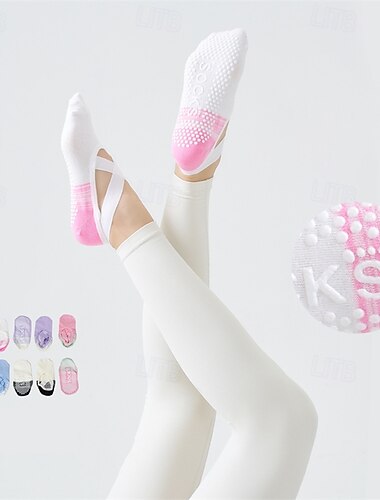  Mujer Calcetines de suelo Cinco dedos del pie Antifricción Transpirable absorbente del sudor por Pilates Danza Aptitud física