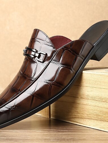  Mocassins marron brillants pour homme – motif crocodile en relief avec mors en métal, chaussures élégantes pour événements formels, affaires et mariages