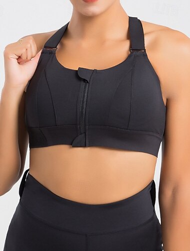  Damen Yoga-BH Panzer Pilates-BH Unterwäsche Hohe Stützen Atmungsaktiv schweißabsorbierend Bürgellos Mit Pads Einfarbig Sport Sportkleidung Hellblau Schwarz Fitnessstudio Pilates Zumba