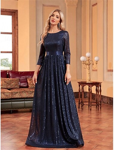  Abiti da quinceañera a linea ad A abito elegante matrimonio formale lunghezza del pavimento maniche 3/4 colletto a girocollo poliestere con plissettature