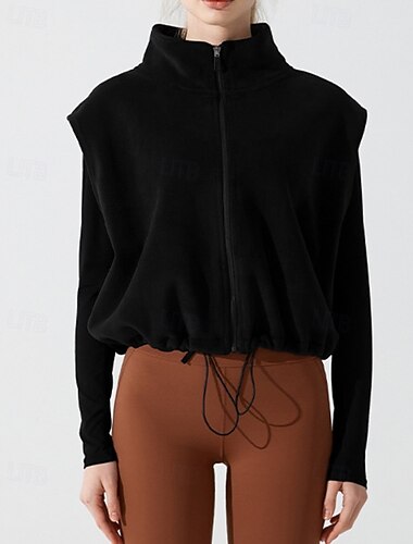  Damen Wanderweste Wanderfleecejacke Winter Draussen Thermik Winddicht Winter Fleecejacke Oberteil Schwarz Khaki Kaffee